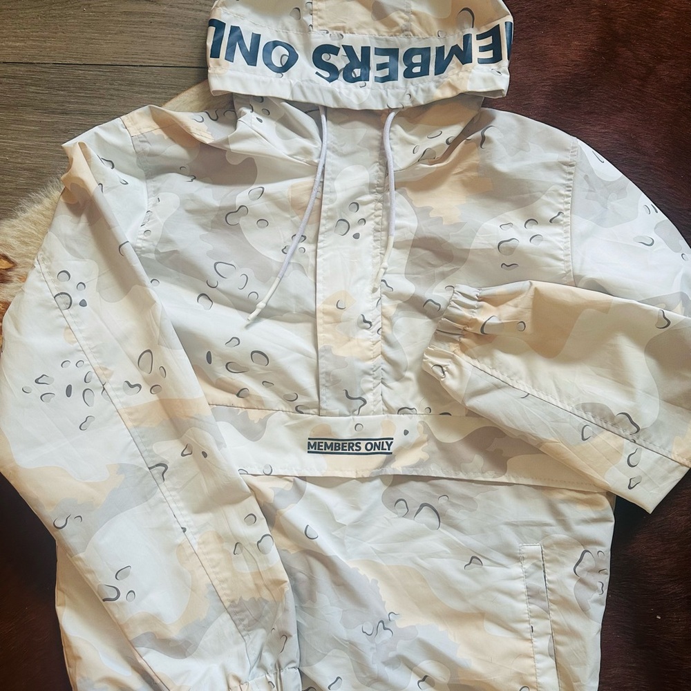 Members Only Beige and Gray Camouflage Jacket